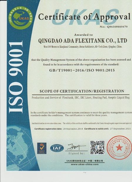 چین Qingdao ADA Flexitank Co., Ltd گواهینامه ها